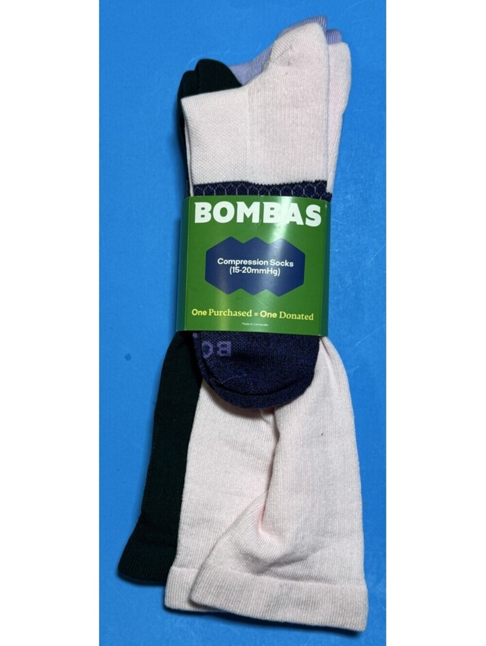 3 Pack Bombas Knee Compression Socks (15-20 mmHg) Sz LARGE M (9.5 -13) W (11-13)